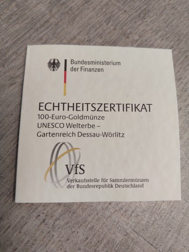 Echtheitszertifikat für 100